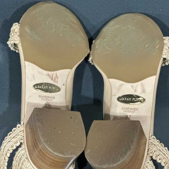 Sarah Flint Perfect Block Sandal 60 Heel Sz 37 (6.5) Sand Calf Beige Ankle Strap - Picture 8 of 9